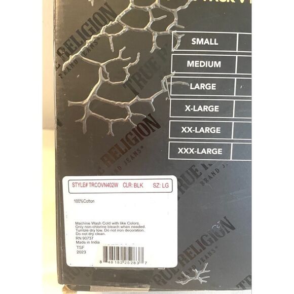 True Religion V-neck Black Tees 3+1 Limited Edition Size L 100% Cotton NIB - Picture 6 of 6